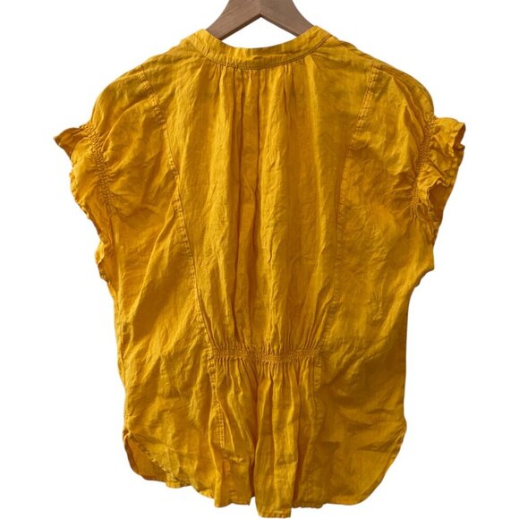 Anthropologie The Tatum Linen Flutter-Sleeve Blouse by Pilco Size Large - Picture 8 of 10